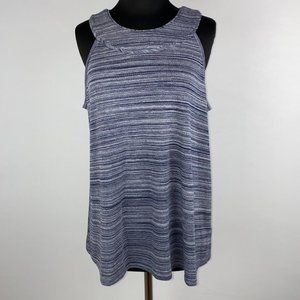 Apt. 9 L Blue Striped Circle Patterned High Neck Tank Top